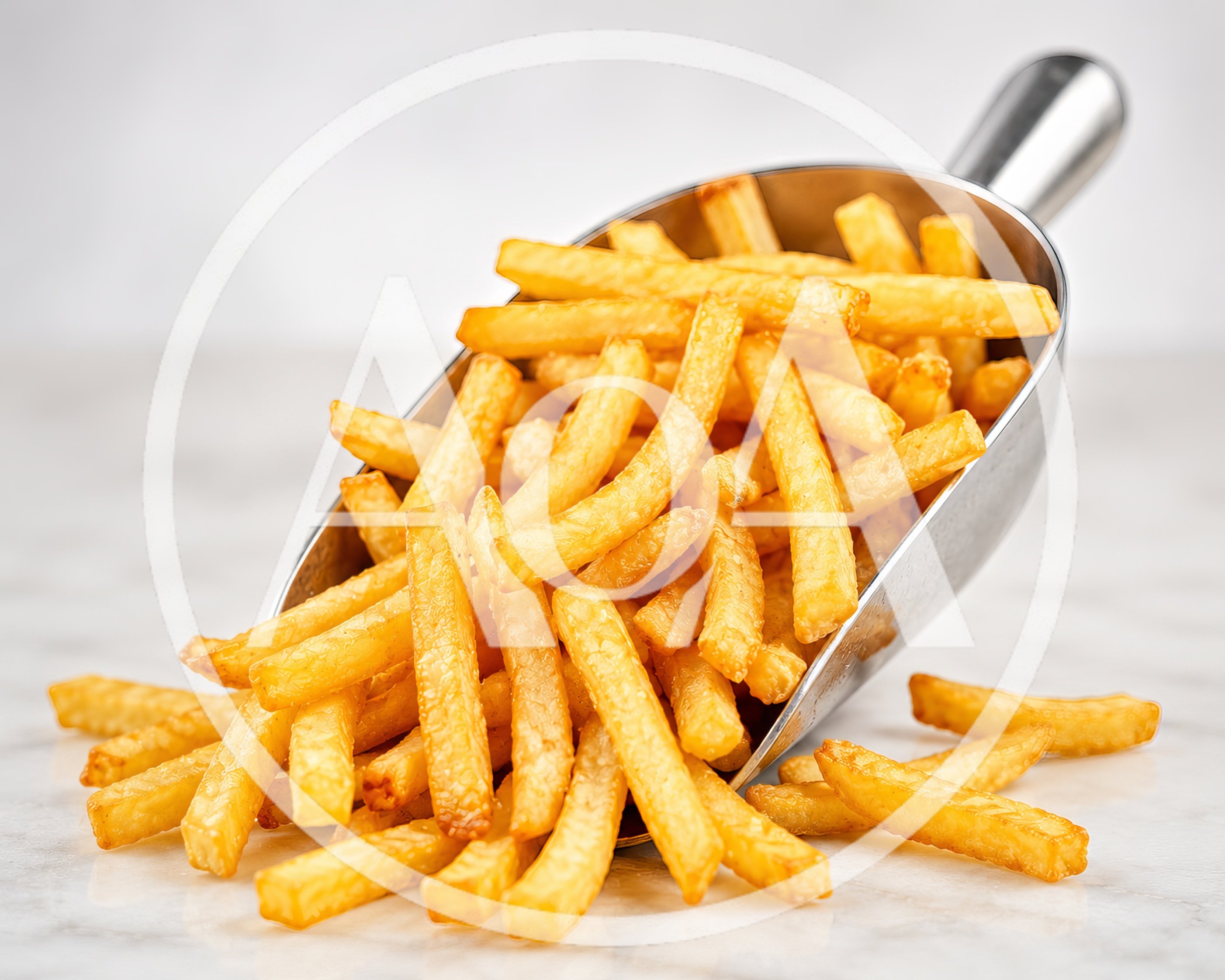 Metal Scoop Filled With Golden Crispy French Fries