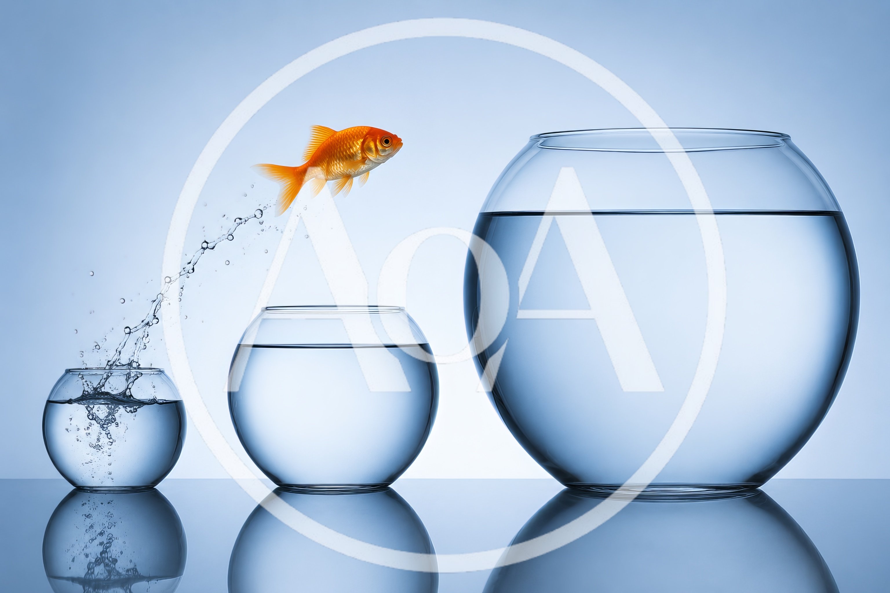Goldfish Jumping Between Glass Fish Bowls