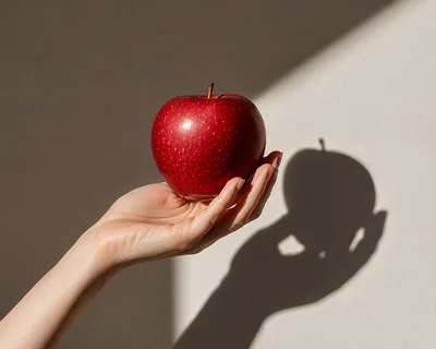 Hand Holding A Fresh Red Apple