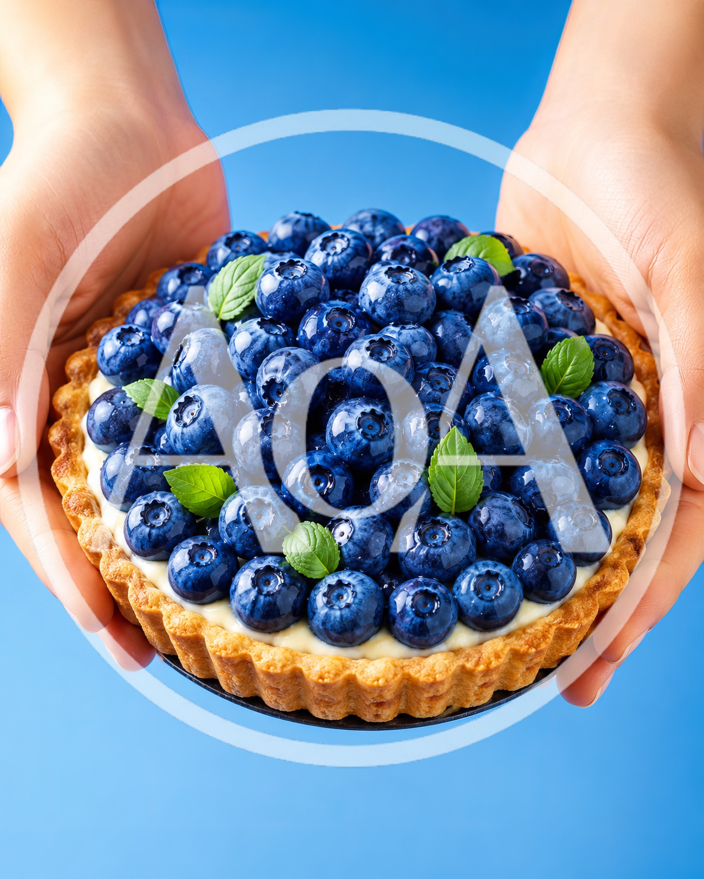 Hands Holding A Fresh Blueberry Tart