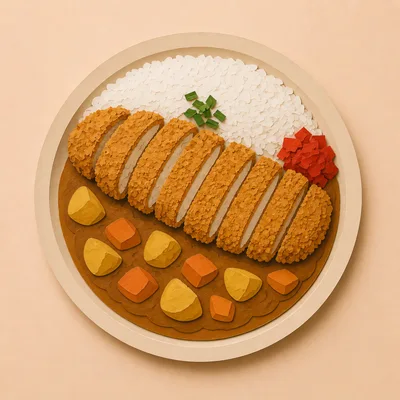 Paper Craft Illustration Of Japanese Katsu Curry
