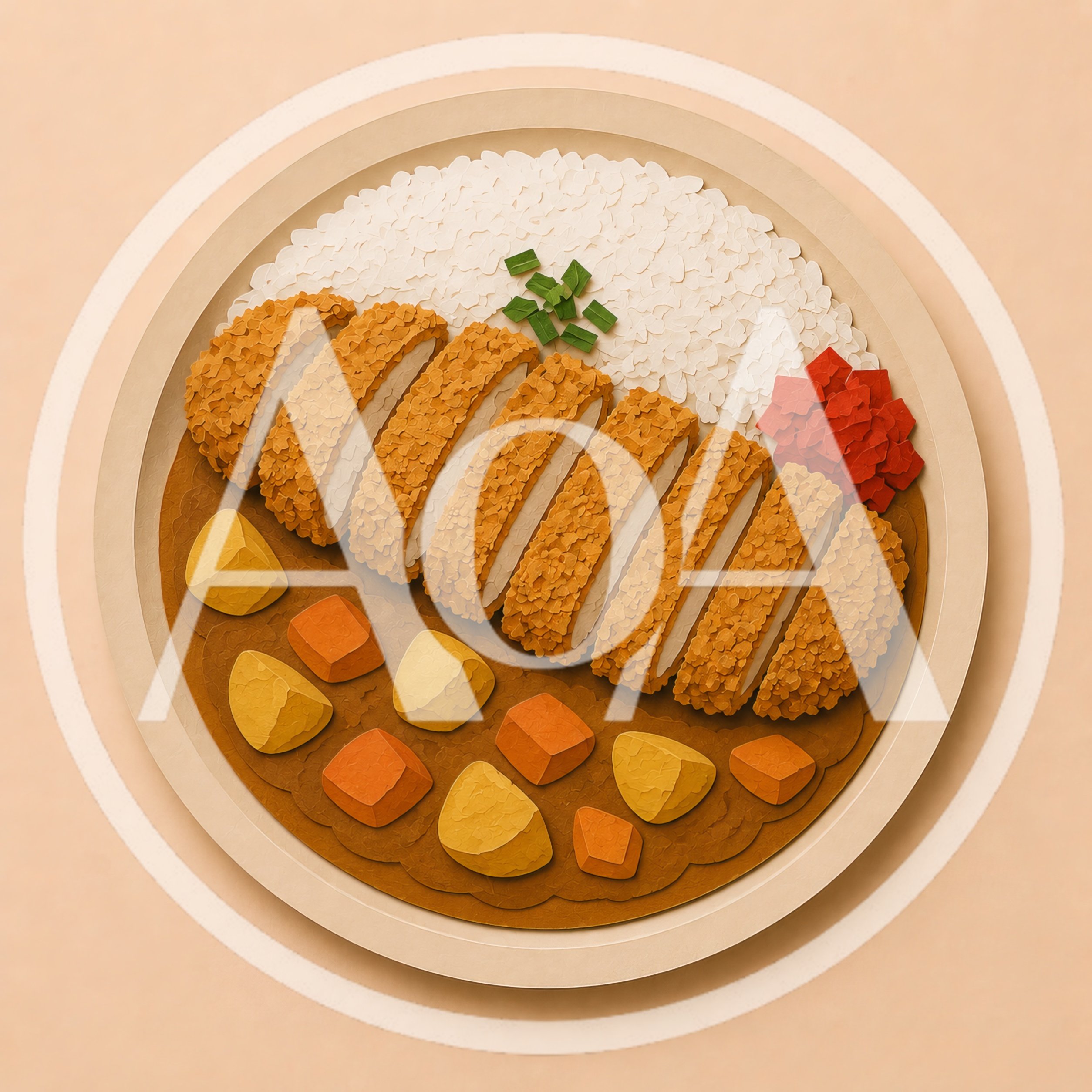 Paper Craft Illustration Of Japanese Katsu Curry