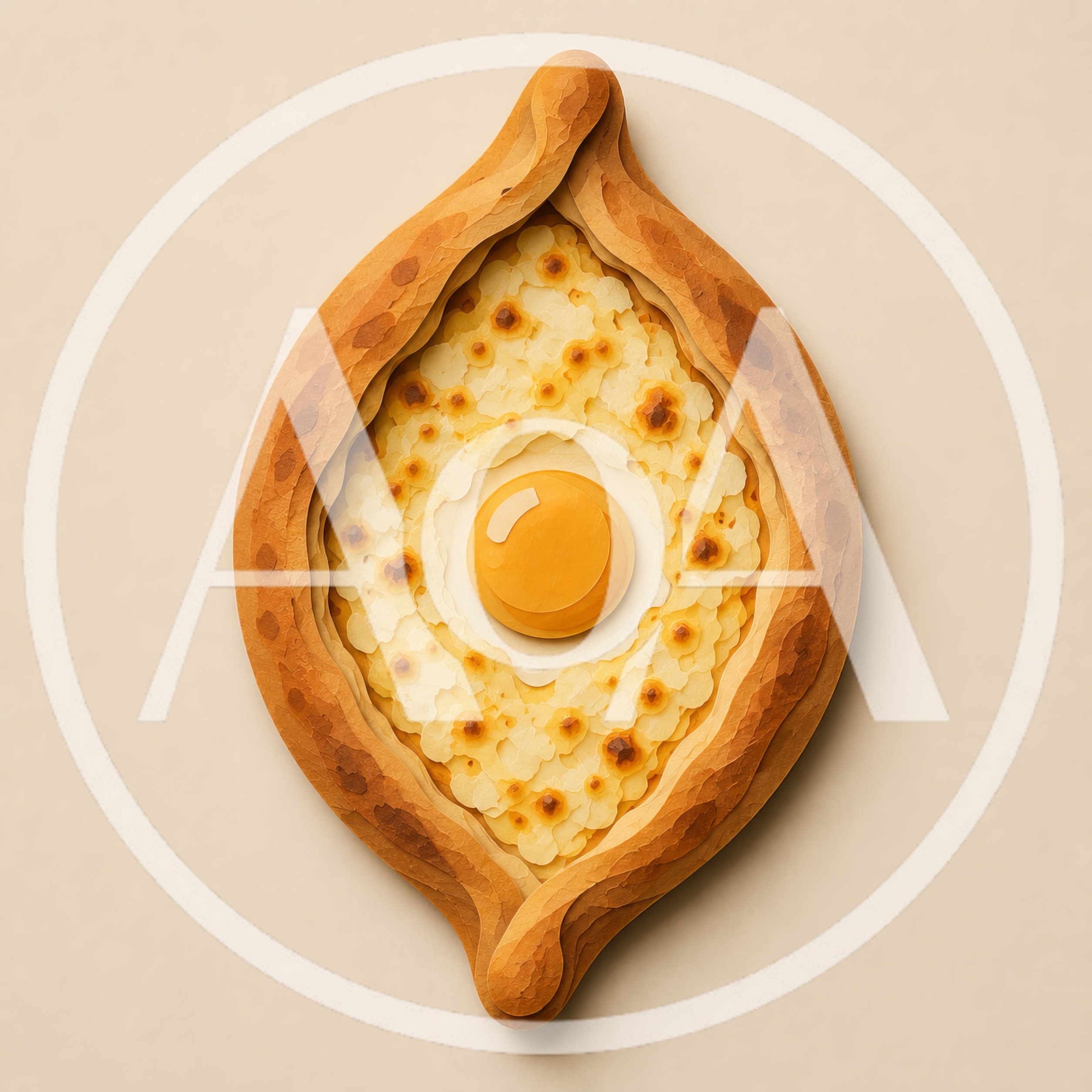 Khachapuri Adjaruli With Egg Yolk On Beige Background