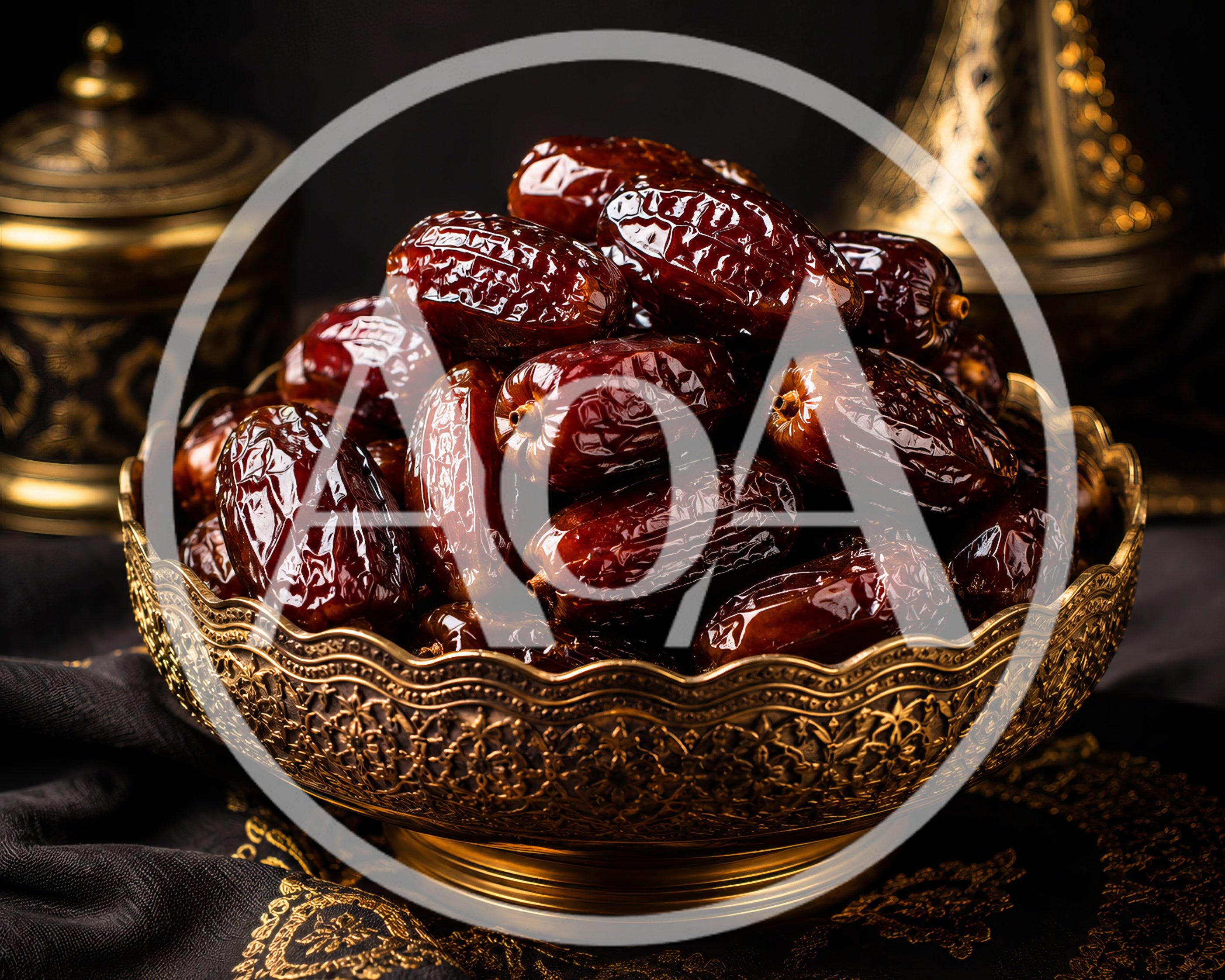 Bowl Of Fresh Medjool Dates On Ornate Table