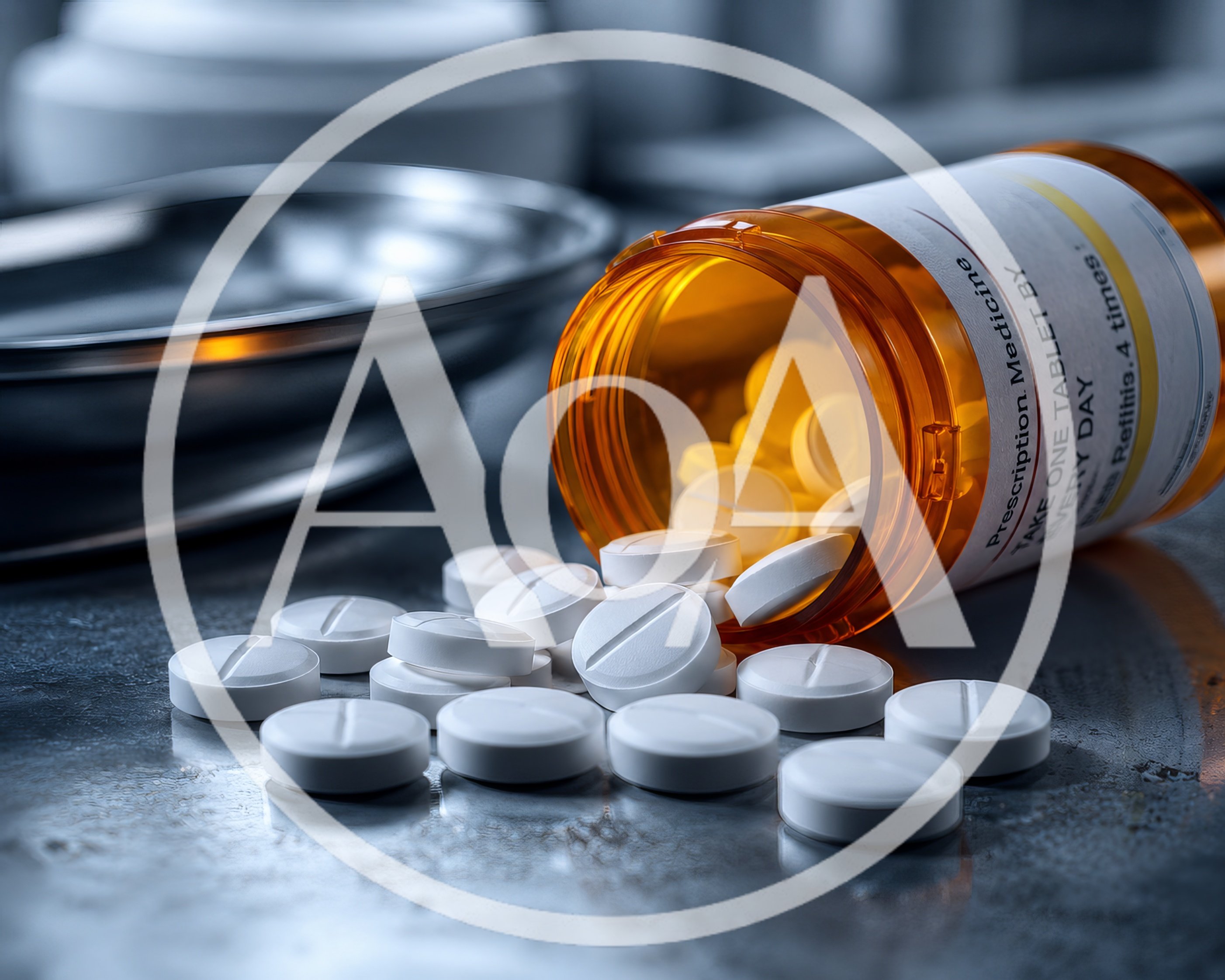 Prescription Medication Bottle Spilling White Tablets