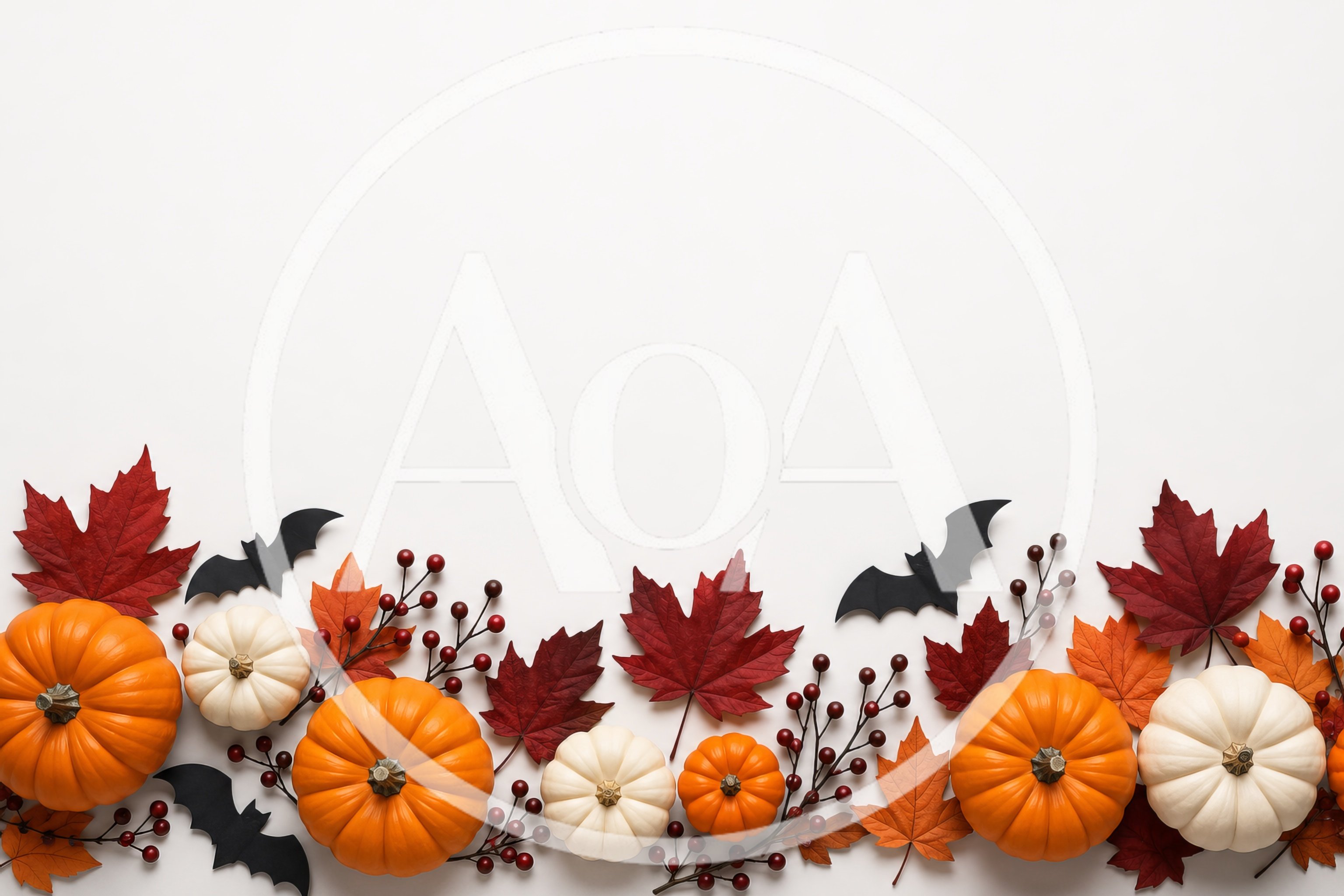 Halloween Flat Lay With Pumpkins And Autumn Leaves