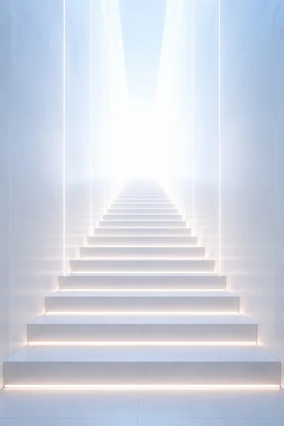 Illuminated Staircase Leading To Bright Light