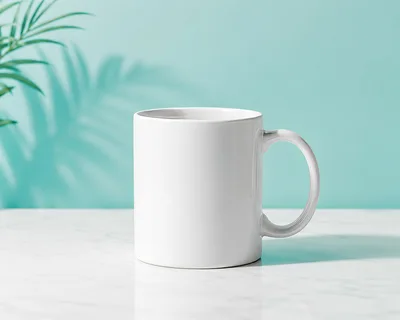 White Ceramic Coffee Mug on Marble Surface