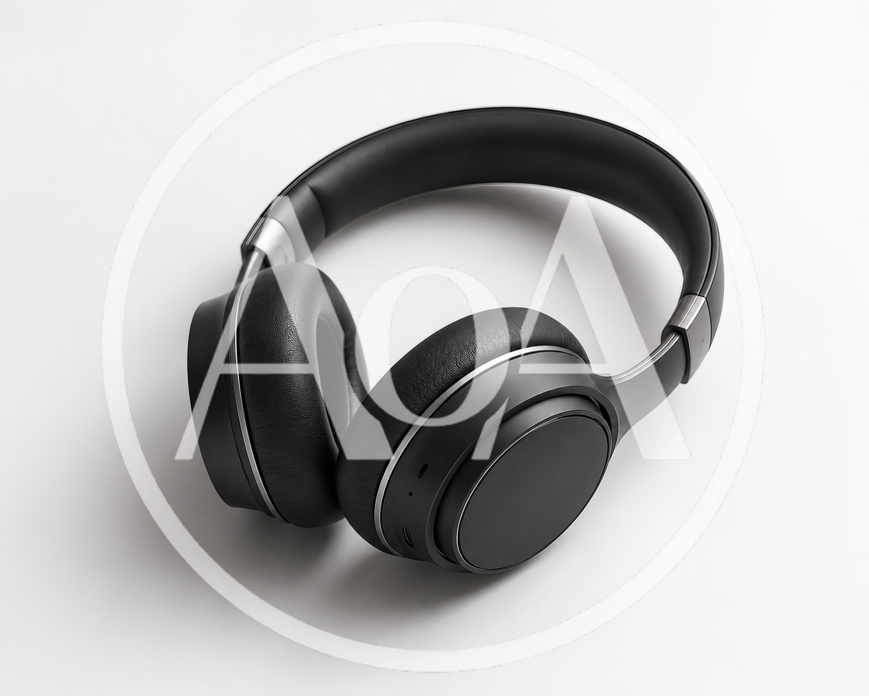 Black Wireless Over Ear Headphones On White Background