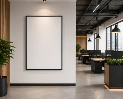 Modern Office Interior With Blank Poster Frame