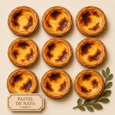 Top View Of Nine Pastel De Nata Tarts