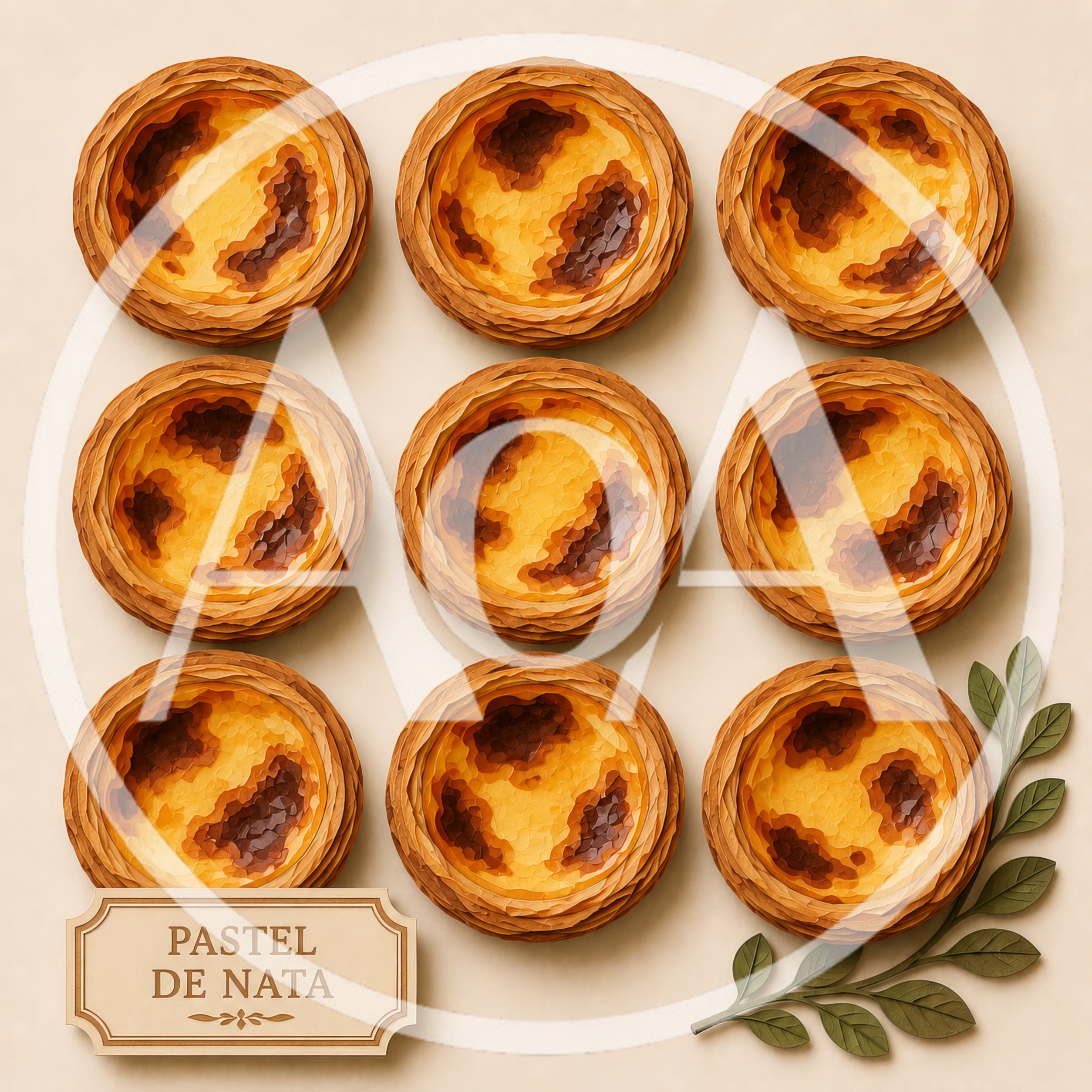 Top View Of Nine Pastel De Nata Tarts