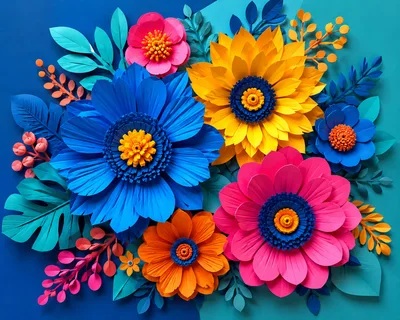 Paper Craft Floral Arrangement With Vibrant Colors