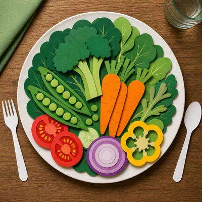 Paper Craft Vegetable Salad Plate Top View