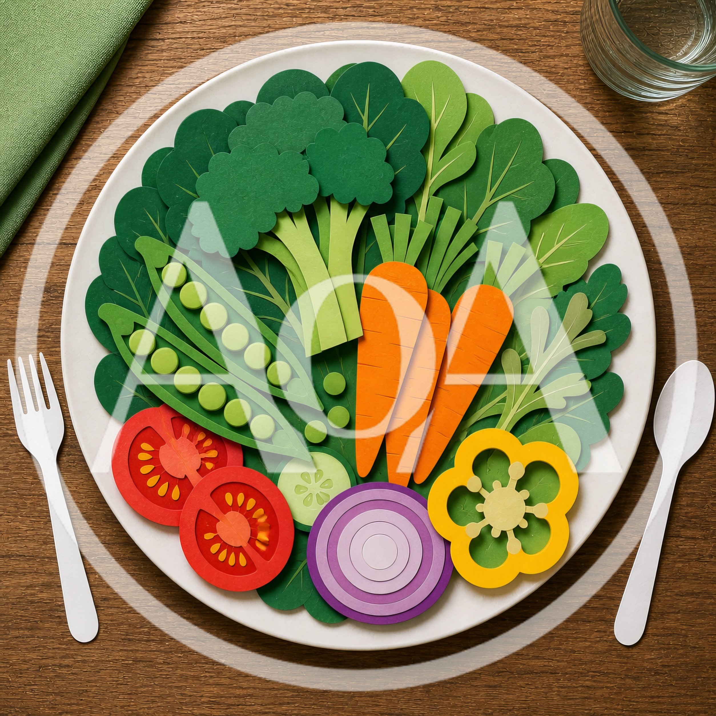 Paper Craft Vegetable Salad Plate Top View