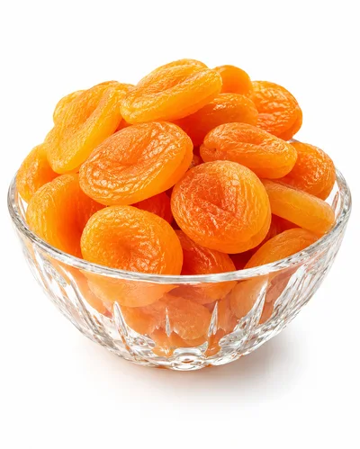 Dried Apricots in a Glass Bowl