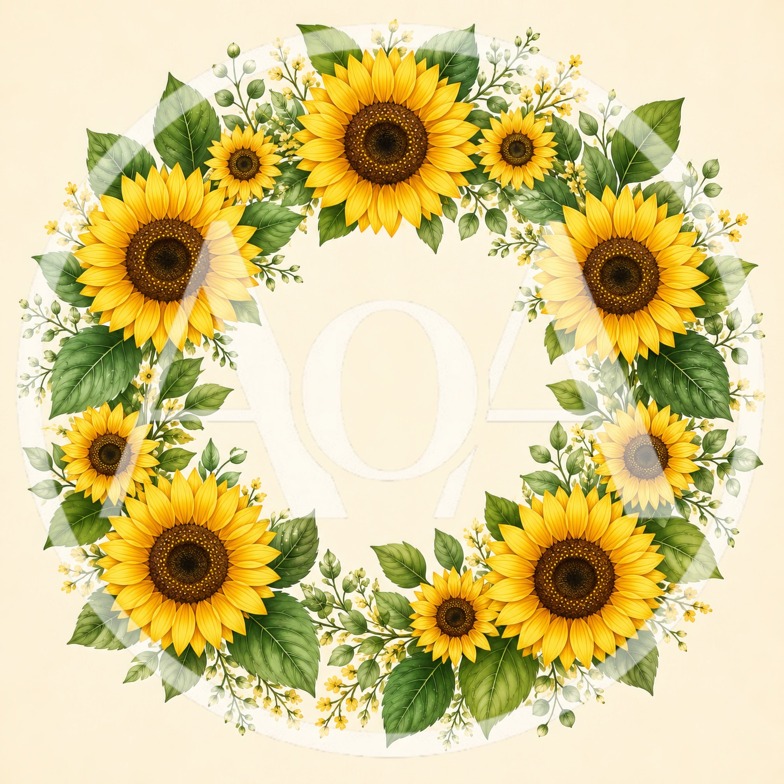 Sunflower Wreath Floral Frame Illustration