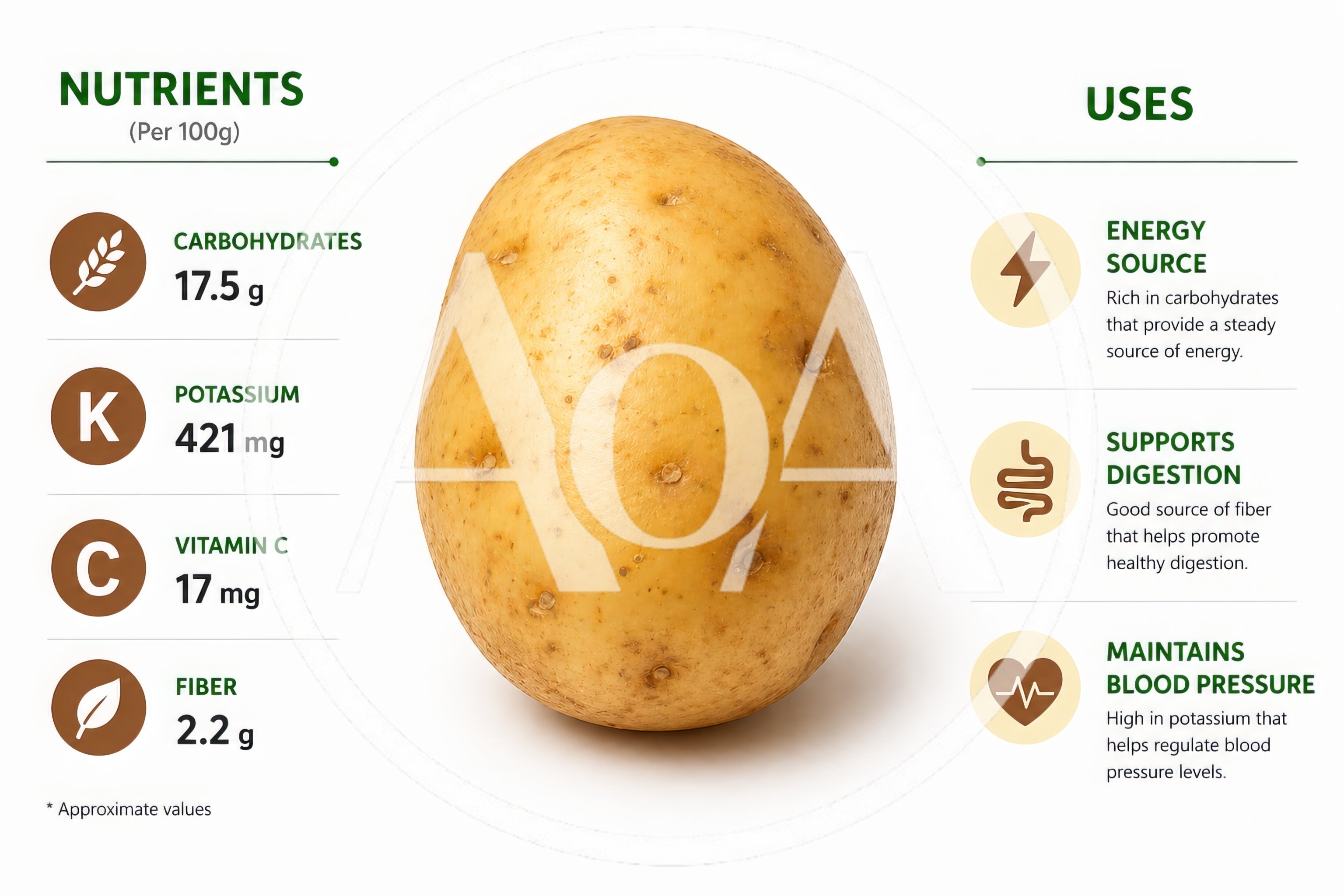 Nutritional Infographic Of A Raw Potato