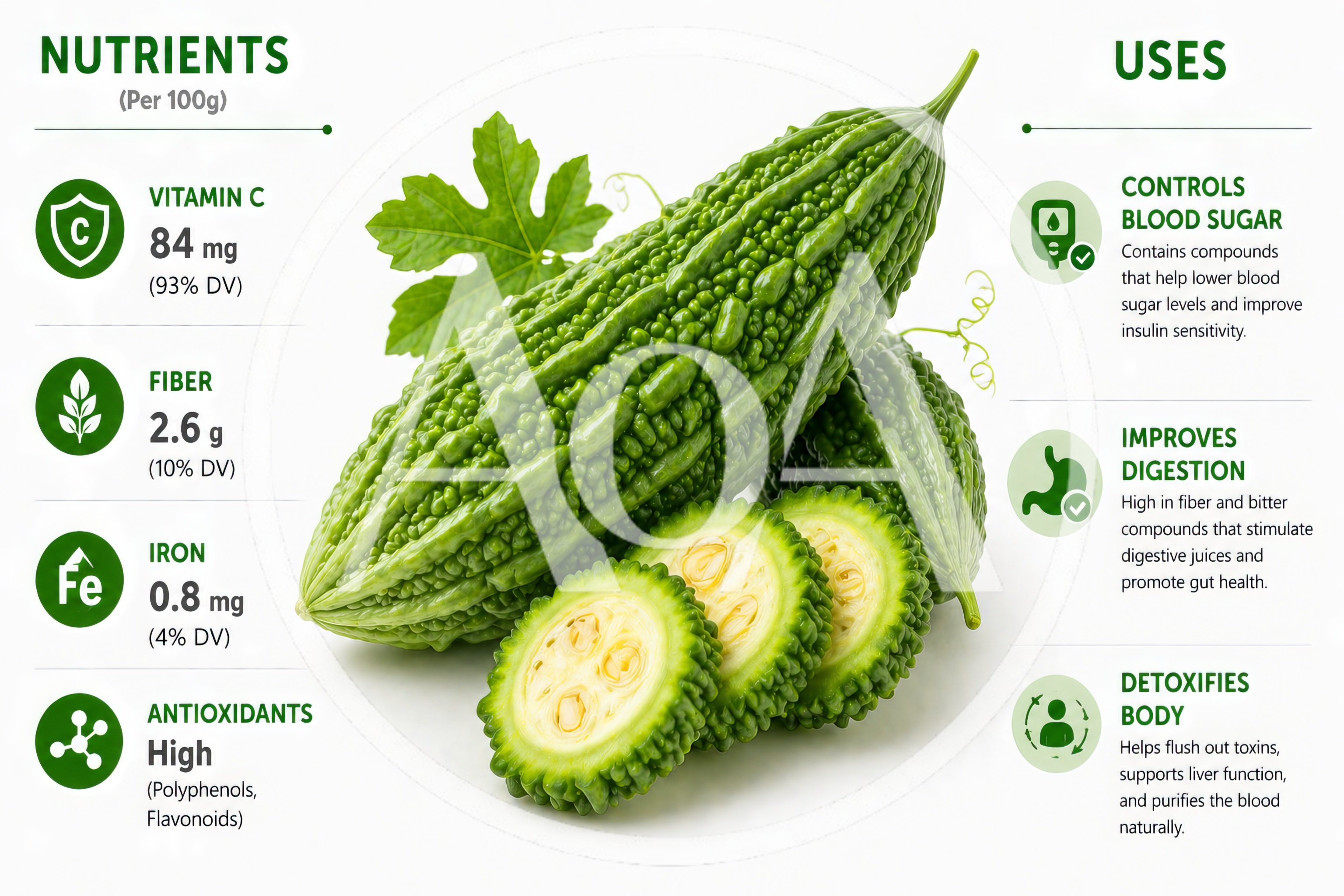 Bitter Melon Nutritional Infographic With Health Benefits