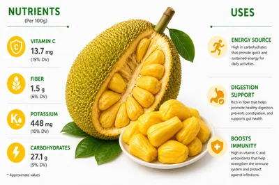 Jackfruit Nutritional Infographic With Fresh Fruit Display