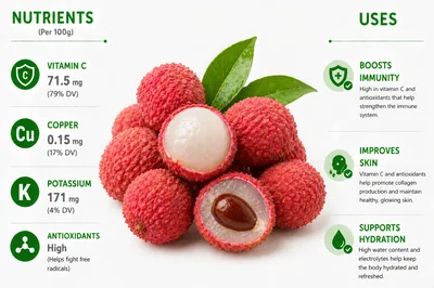 Lychee Fruit Nutritional Infographic With Health Benefits