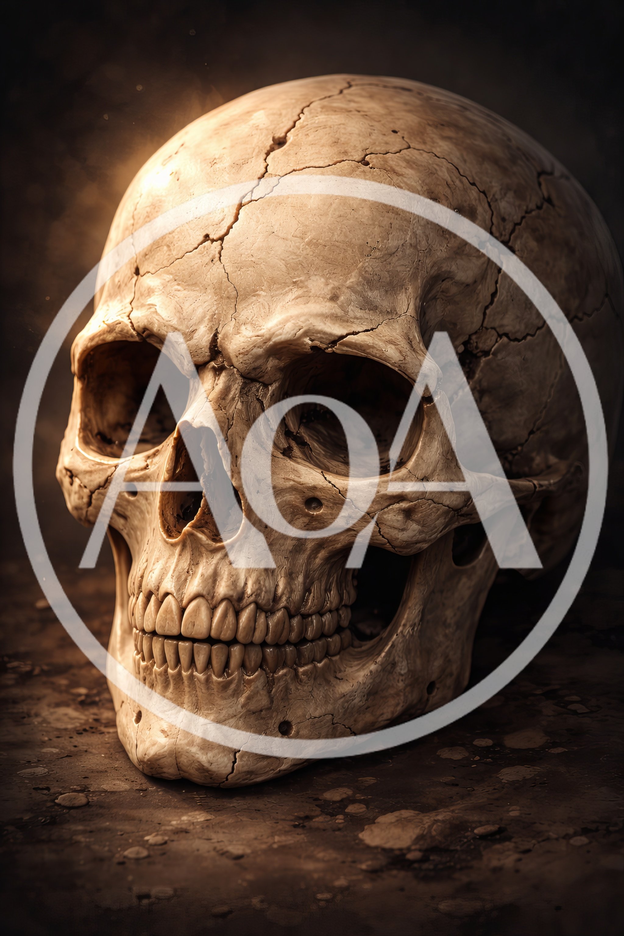 Detailed Human Skull Resting On A Textured Surface