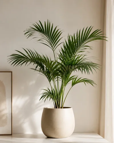 Potted Areca Palm Plant In Minimalist Interior
