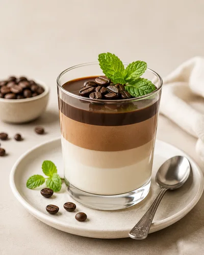 Layered Coffee Mousse Dessert in Glass