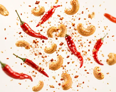 Flying Cashews and Red Chili Peppers