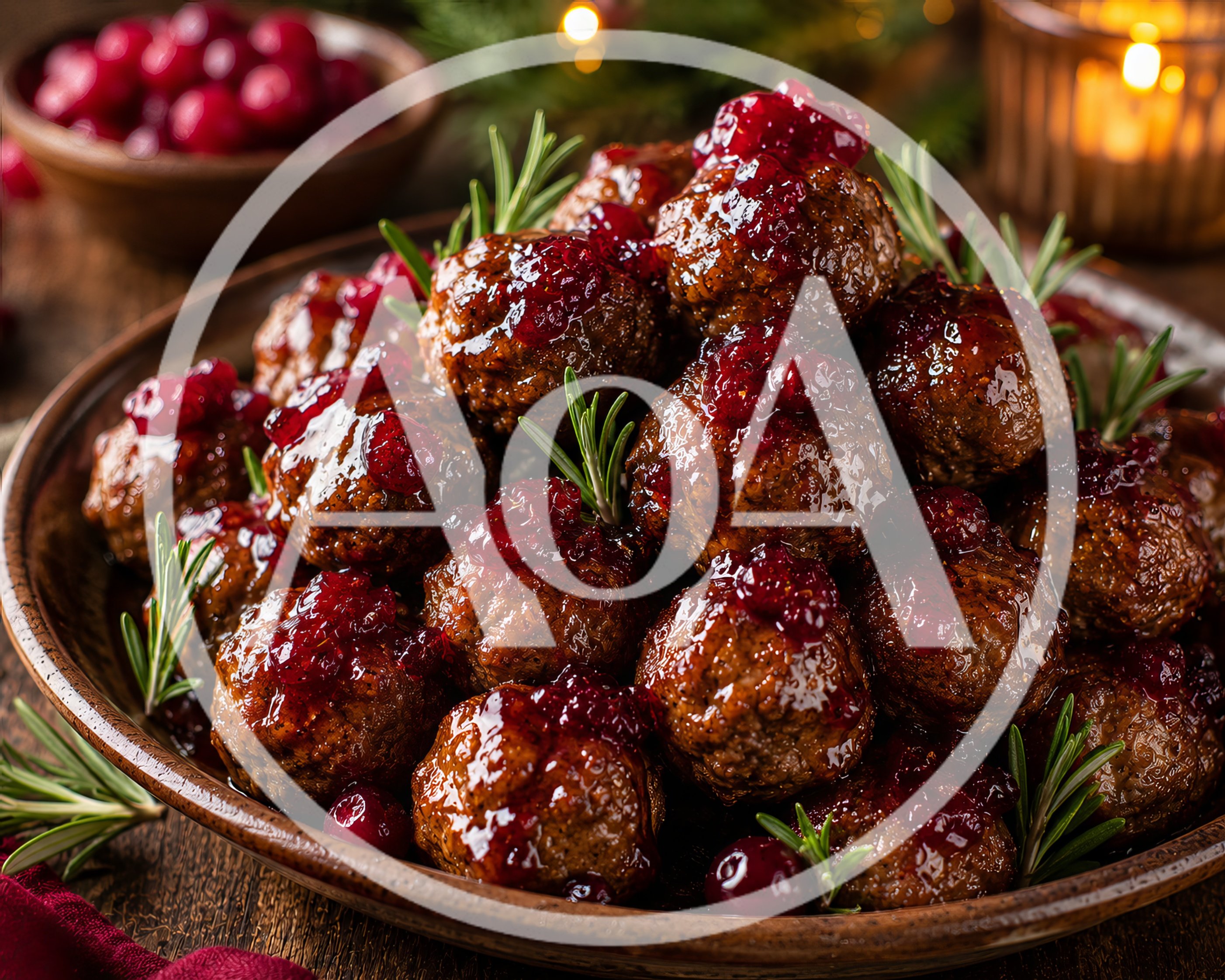 Glazed Meatballs With Cranberry Sauce And Rosemary