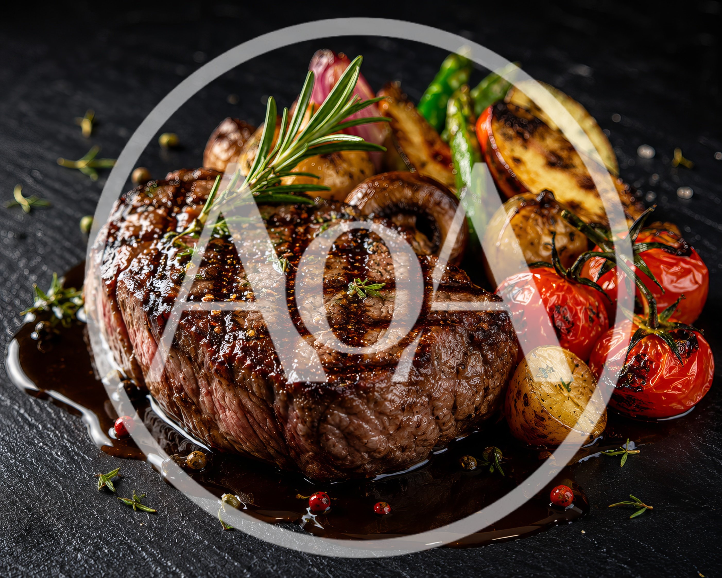 Grilled Beef Steak With Roasted Vegetables And Herbs