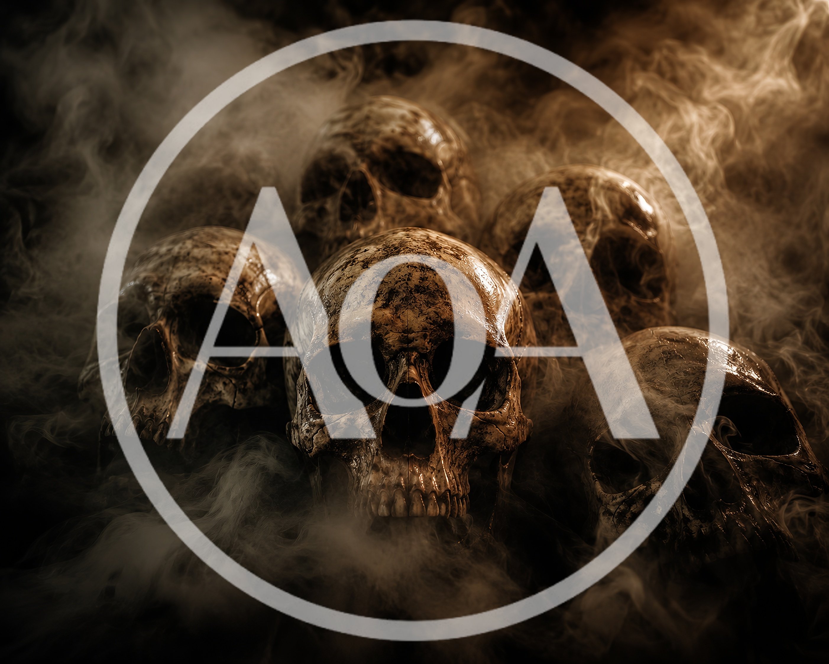 Human Skulls Surrounded By Thick Dark Smoke