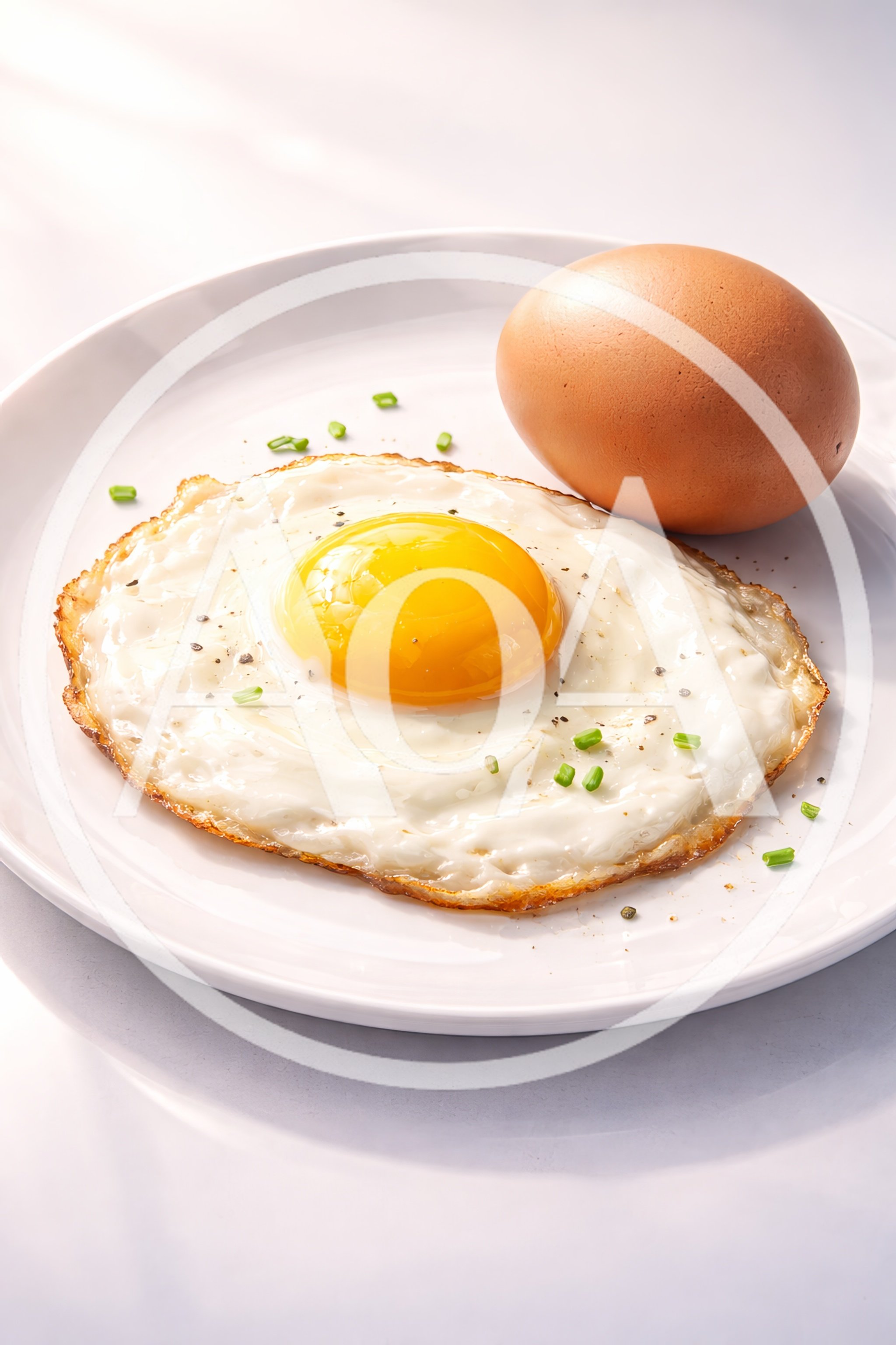 Fried Egg And Raw Egg On A White Plate