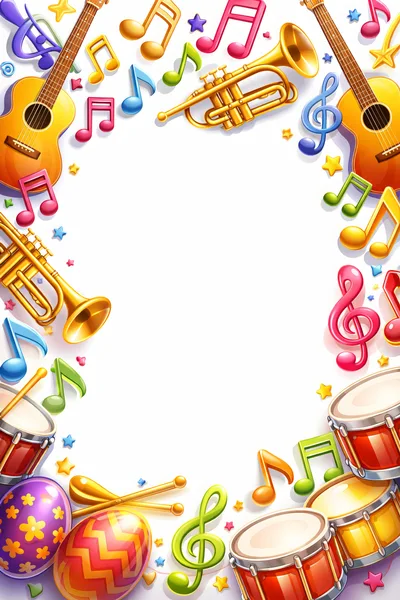 Musical Instruments and Notes Border Frame