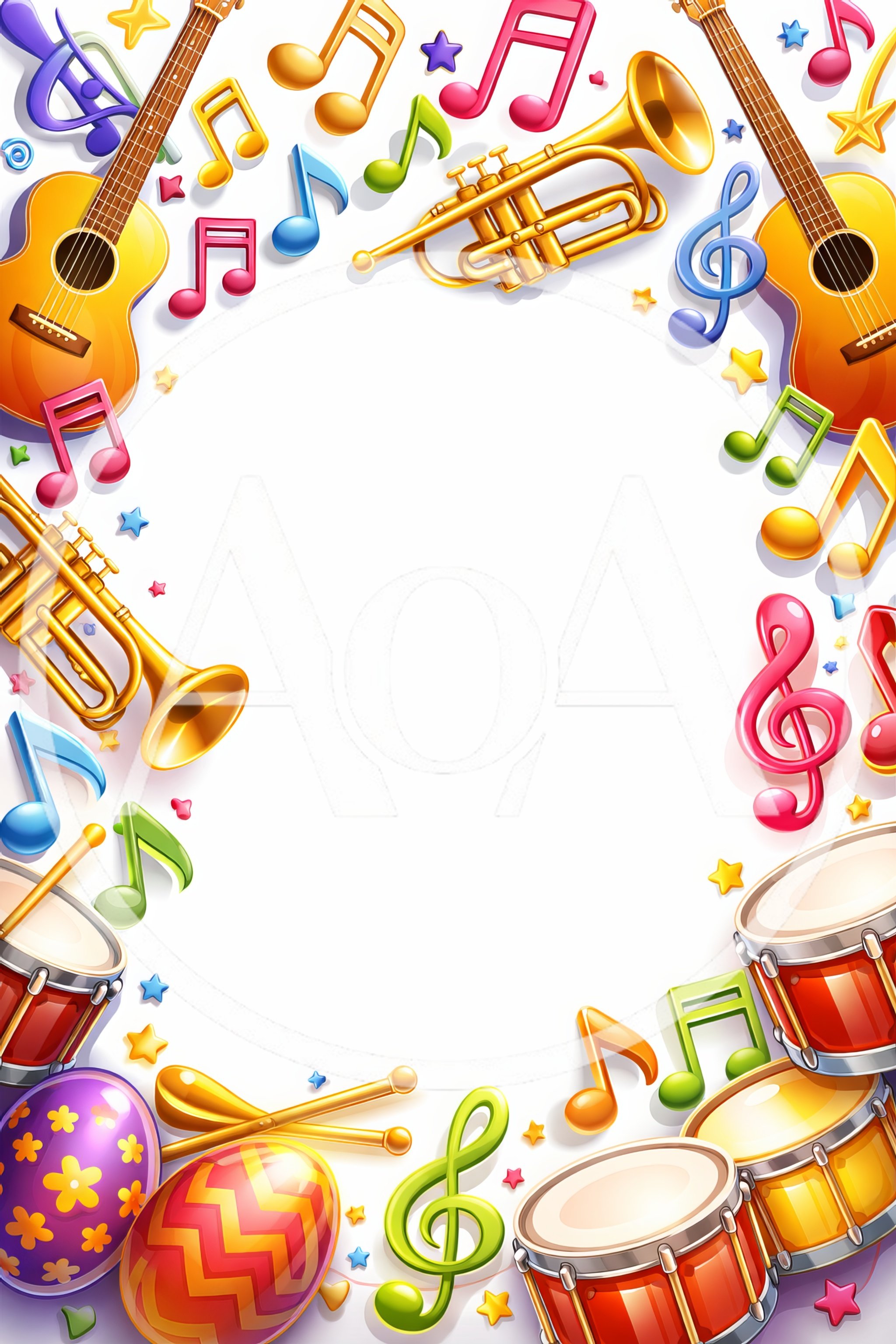 Musical Instruments and Notes Border Frame