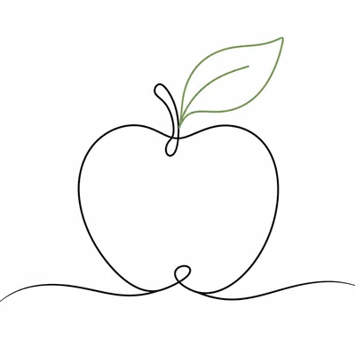 Minimalist Continuous Line Drawing Of An Apple