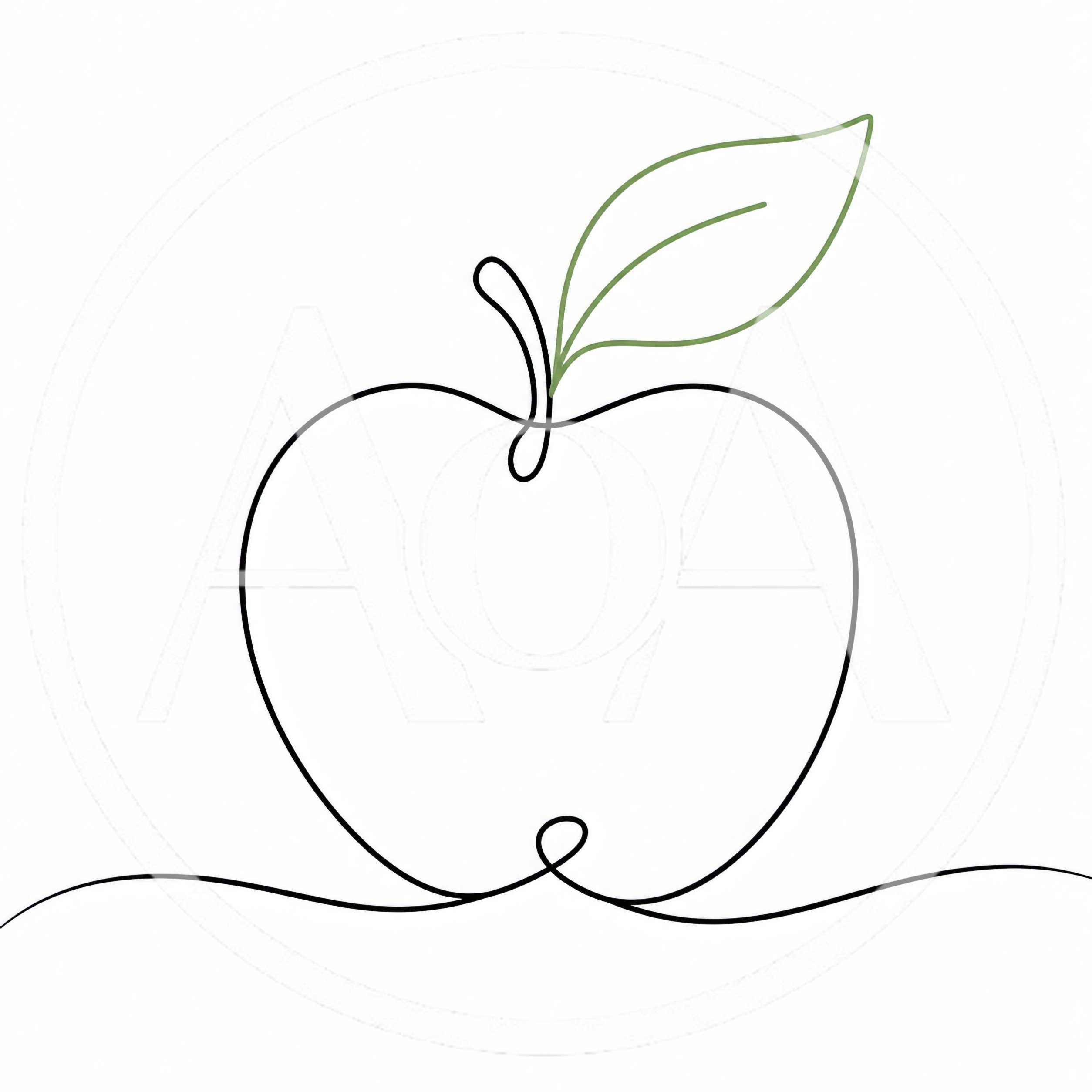 Minimalist Continuous Line Drawing Of An Apple