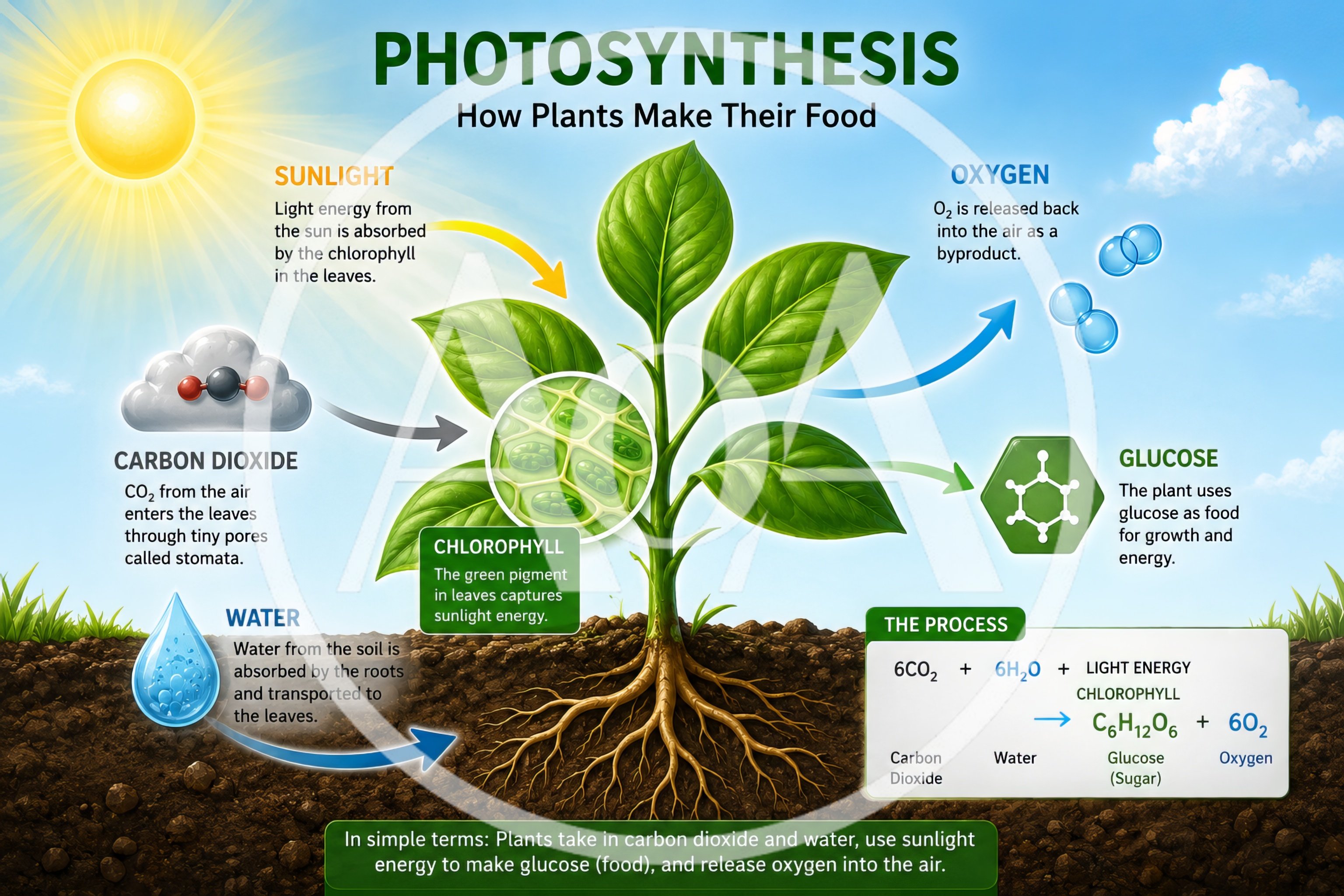 Educational Infographic Illustrating The Process Of Plant Photosynthesis