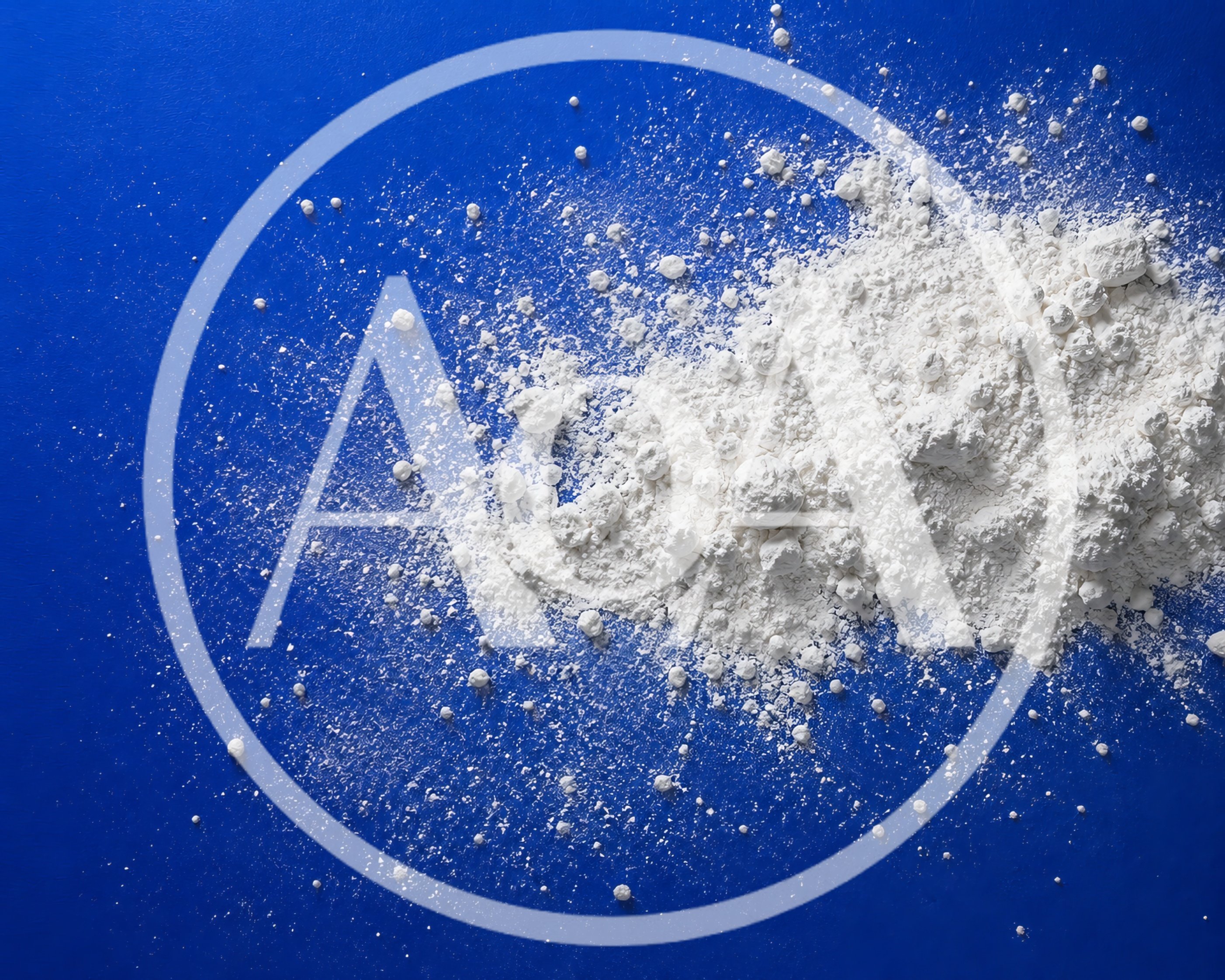 White Powder Pile on Vibrant Blue Background