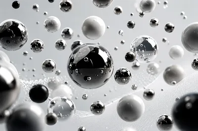 Abstract 3D Spheres Floating Over Dotted Surface