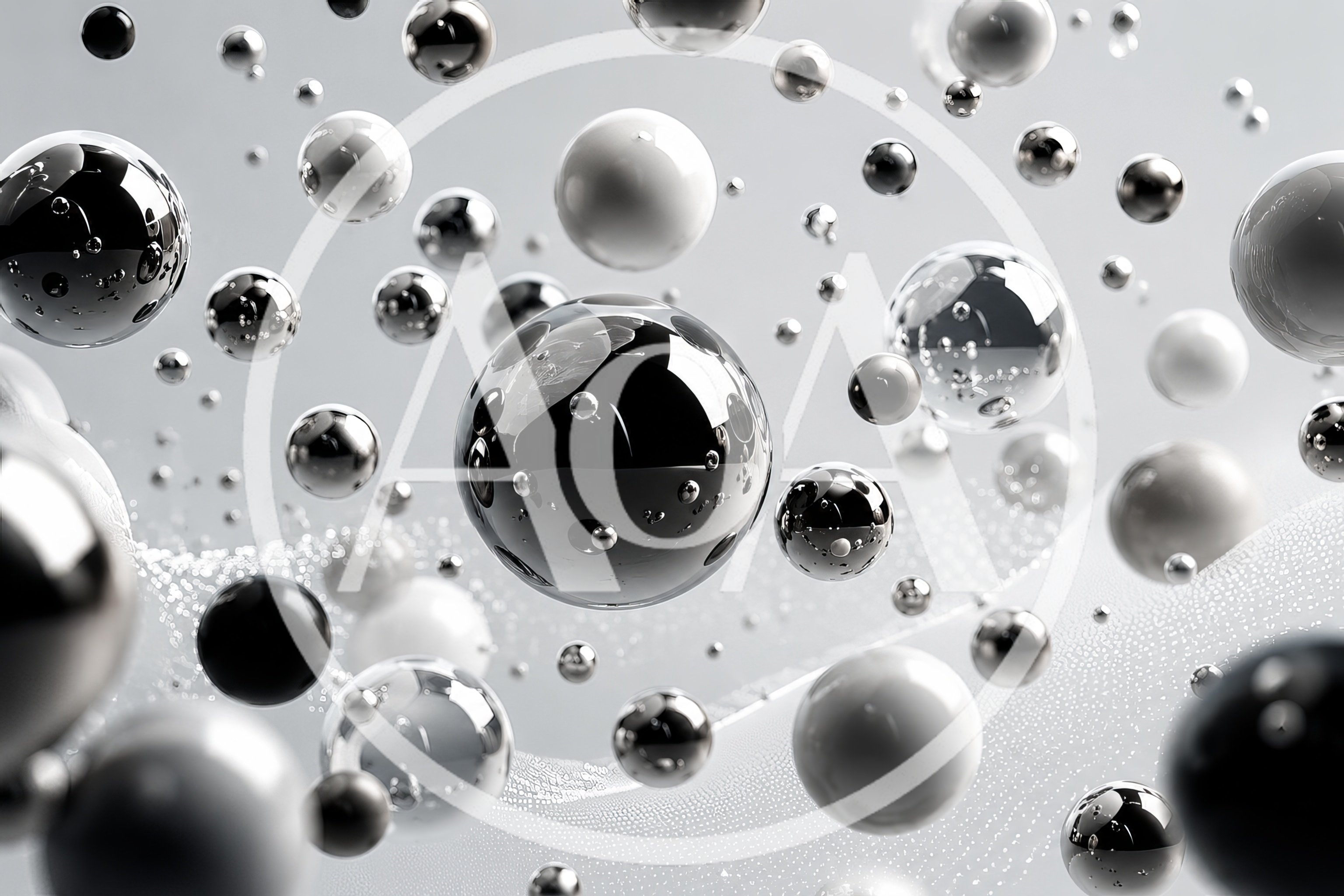 Abstract 3D Spheres Floating Over Dotted Surface