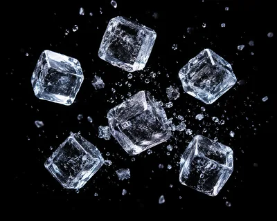 Floating Ice Cubes With Water Splashes