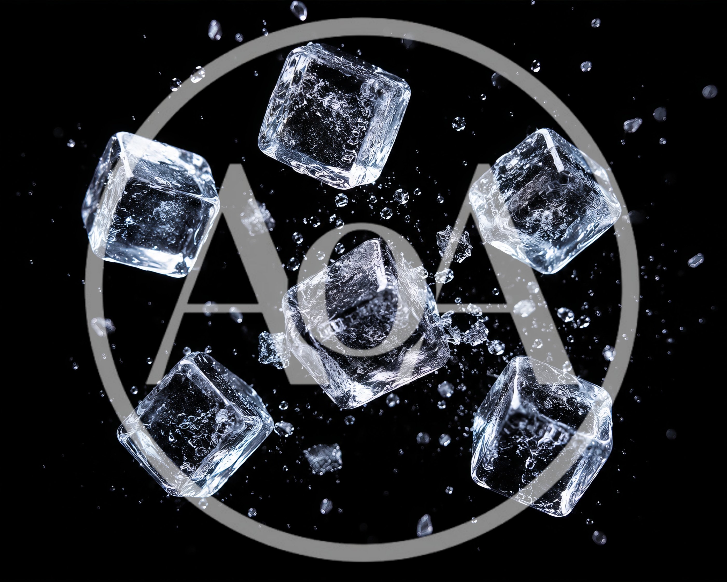 Floating Ice Cubes With Water Splashes