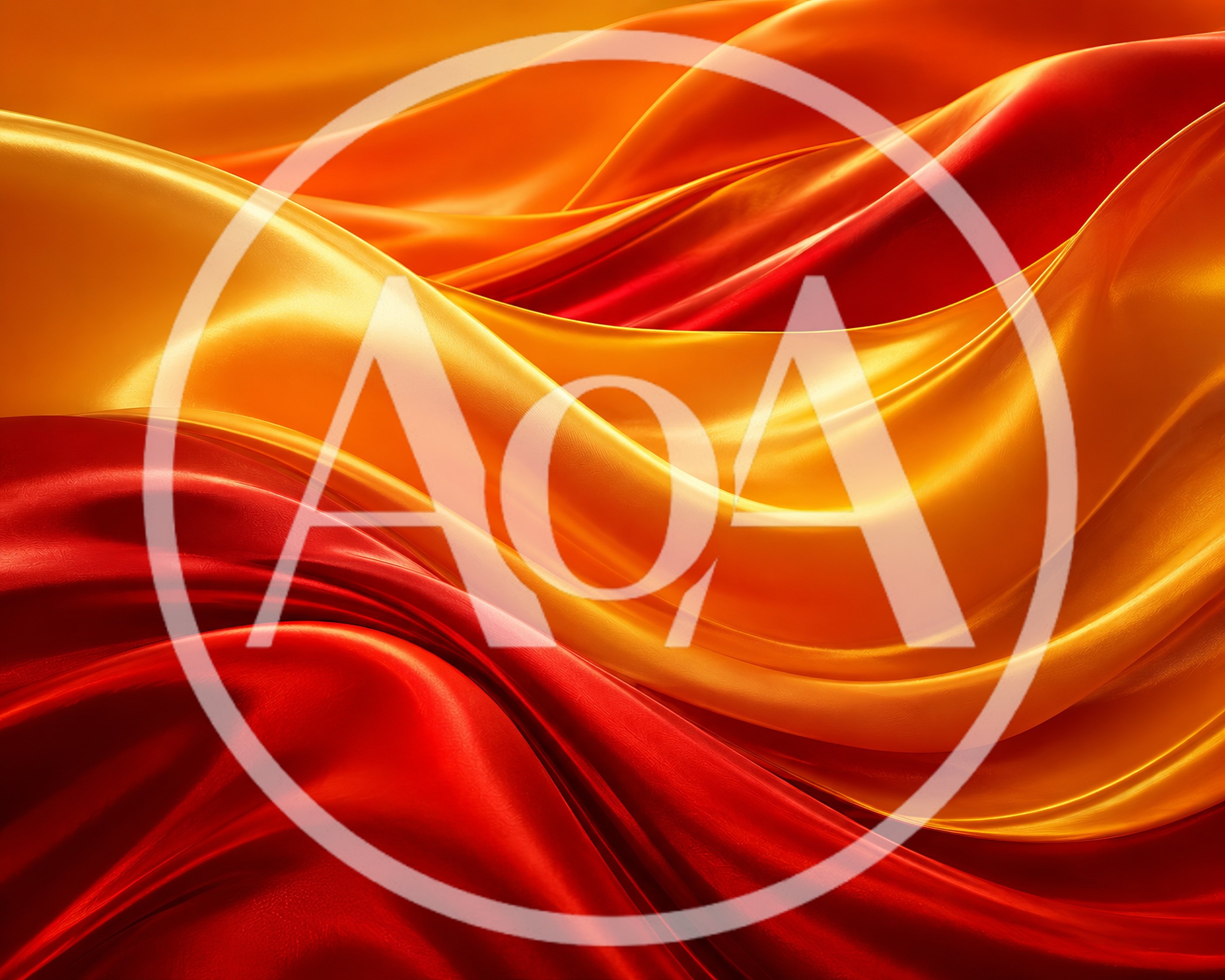 Abstract Background of Flowing Red and Gold Silk Fabric
