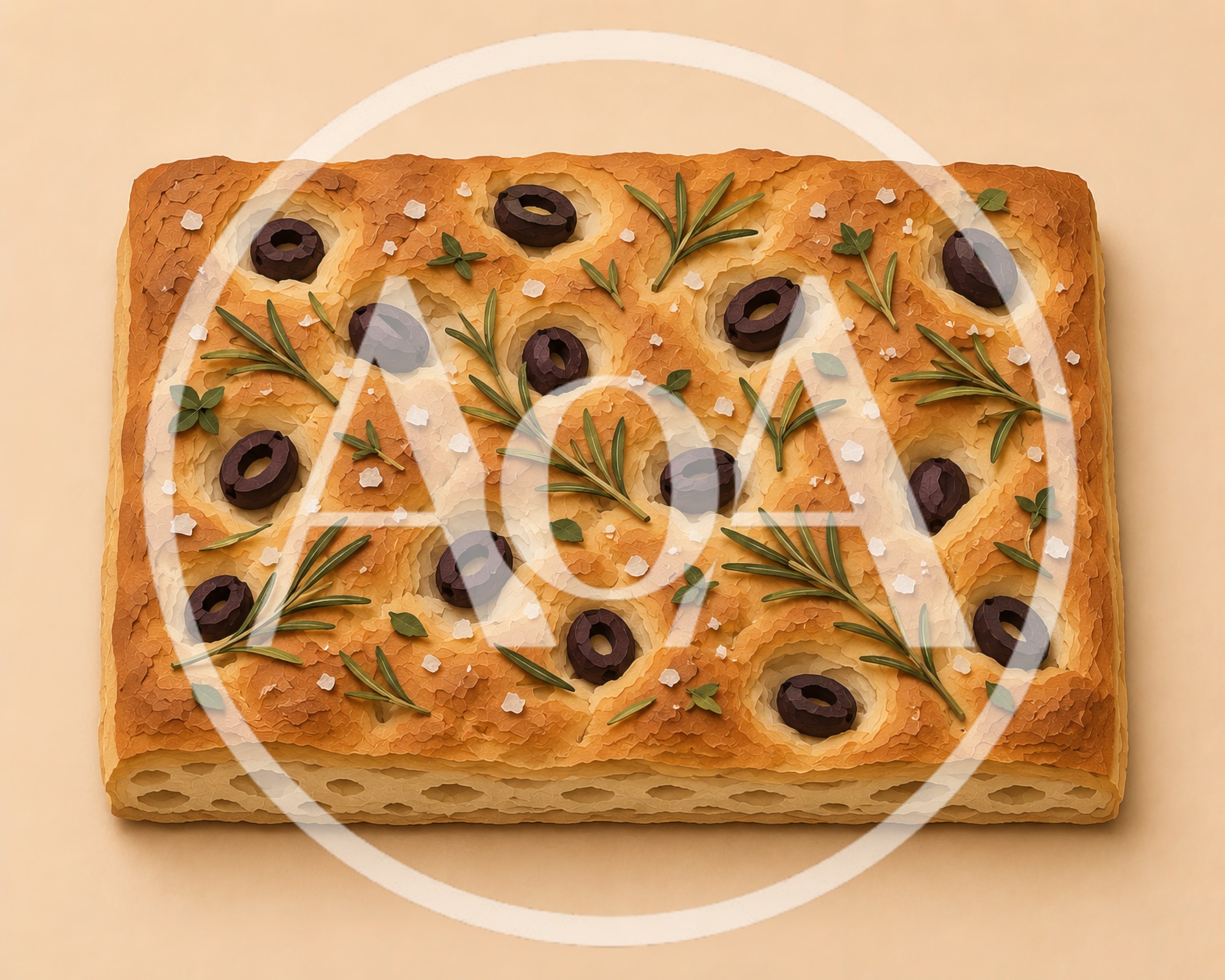 Freshly Baked Focaccia Bread With Olives And Rosemary
