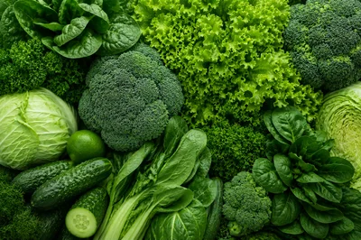 Fresh Green Vegetables Assortment Top View