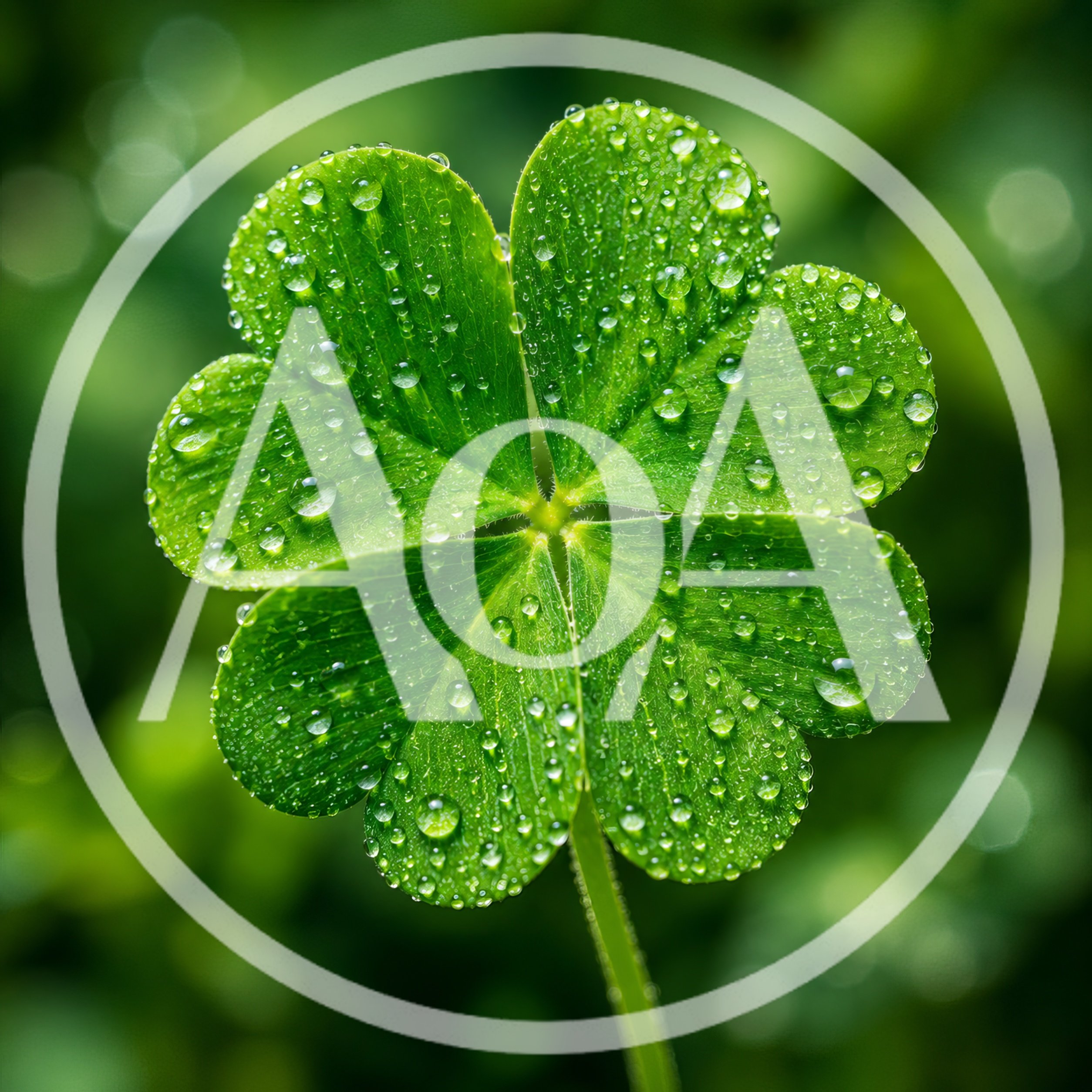 Five Leaf Clover With Dew Drops