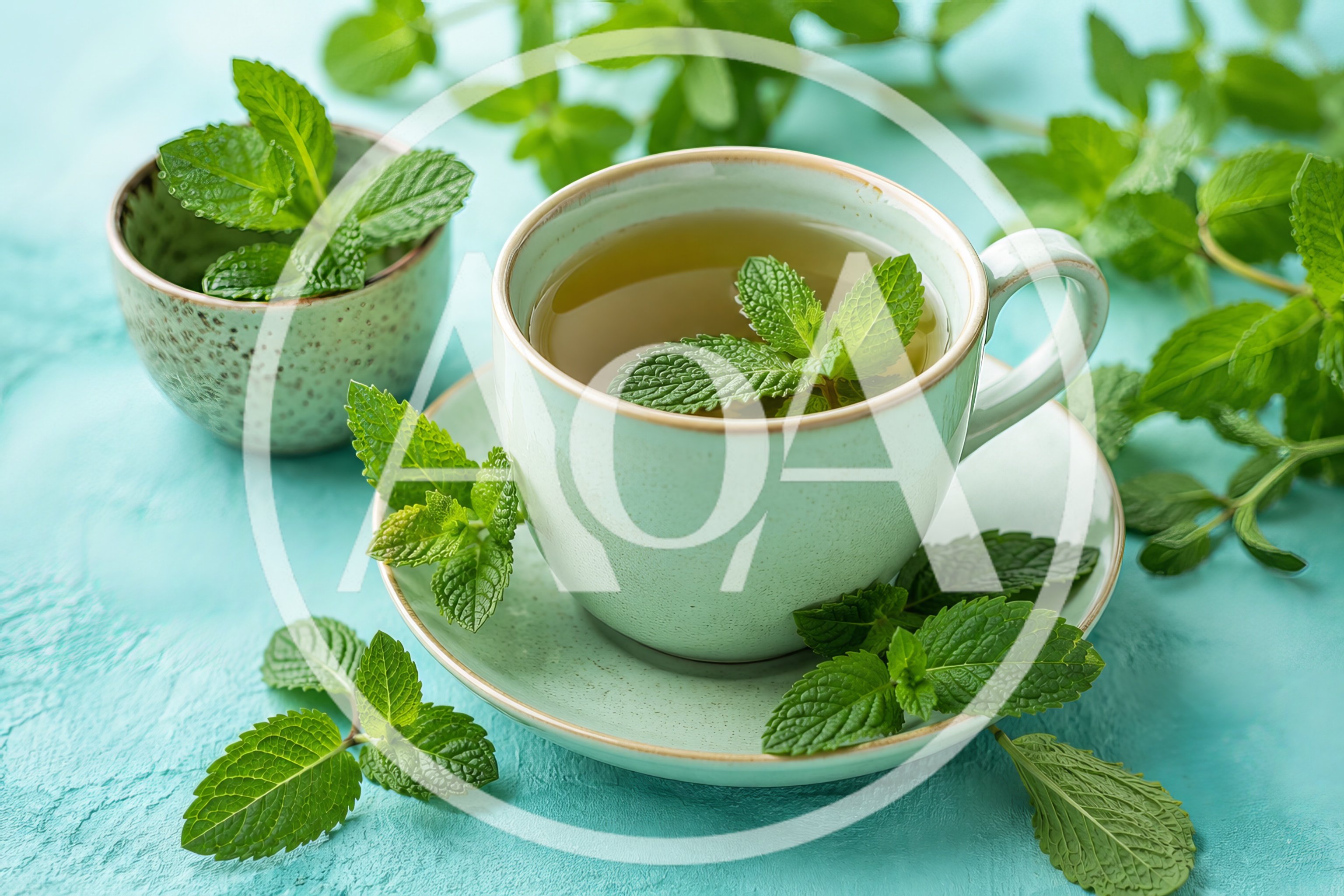 Fresh Mint Tea In A Ceramic Cup