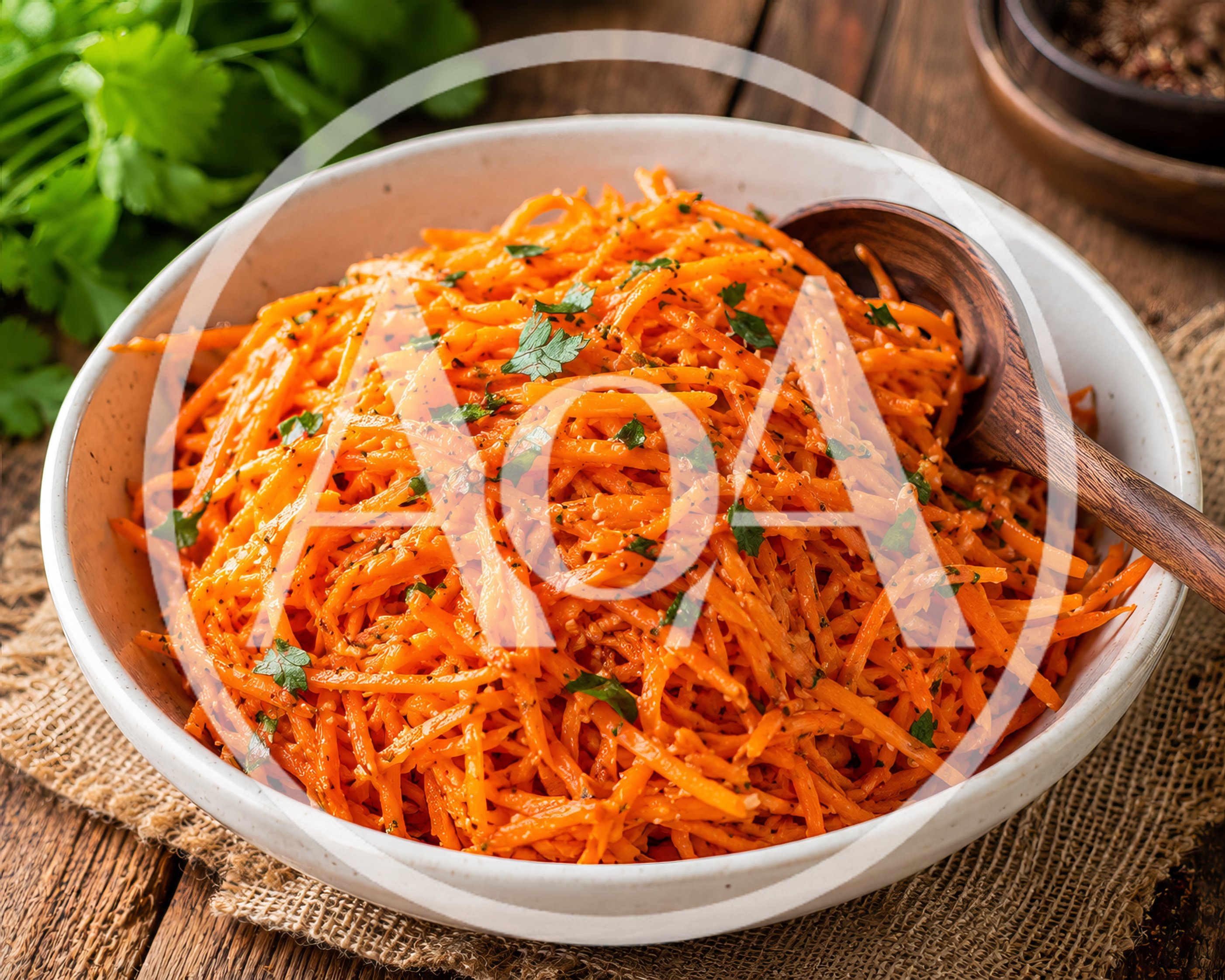 Bowl Of Fresh Shredded Carrot Salad With Herbs