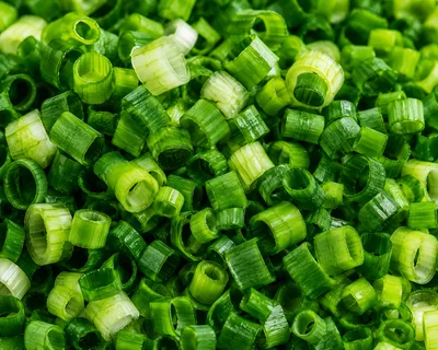 Freshly Chopped Green Scallions Close Up